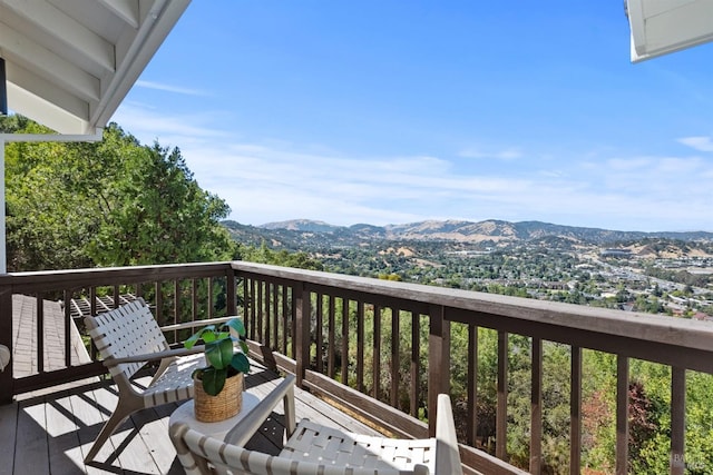 deck with a mountain view