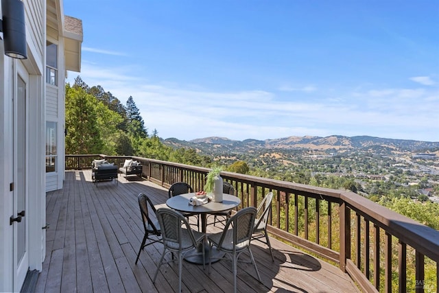 deck featuring a mountain view