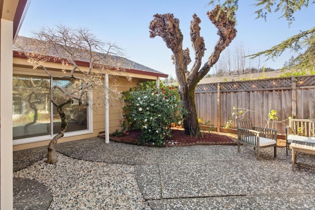 view of patio featuring fence private yard