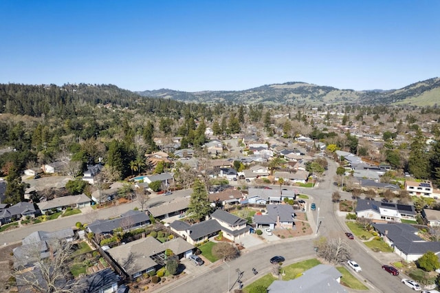 aerial view with a residential view and a mountain view