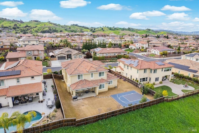 drone / aerial view with a residential view