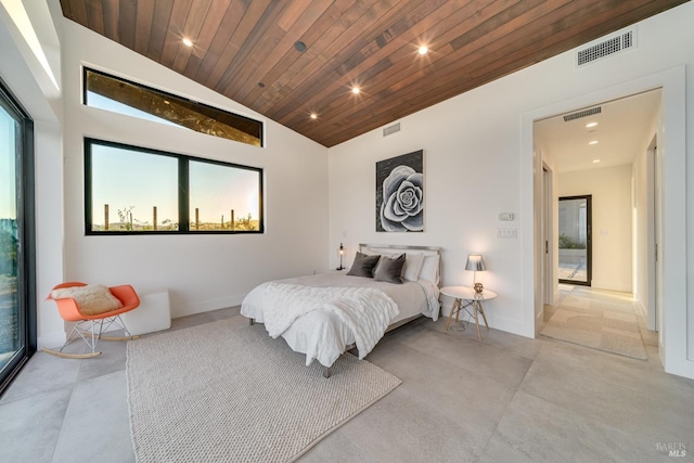 3400 Atlas Peak Rd, Napa, CA 94558 - bedroom featuring visible vents, vaulted ceiling, wood ceiling, and recessed lighting