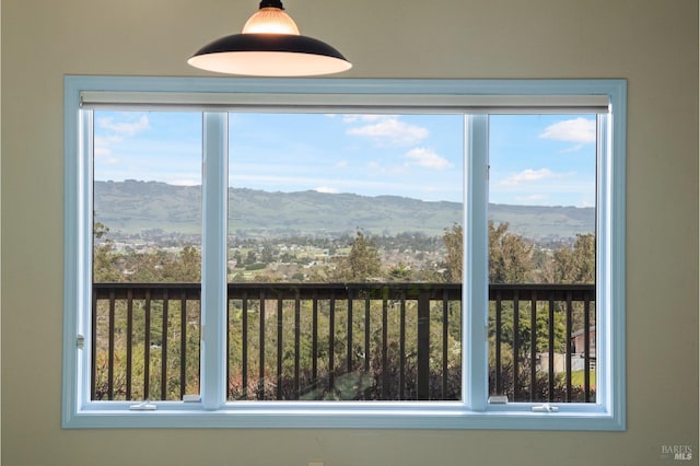 interior space featuring a mountain view