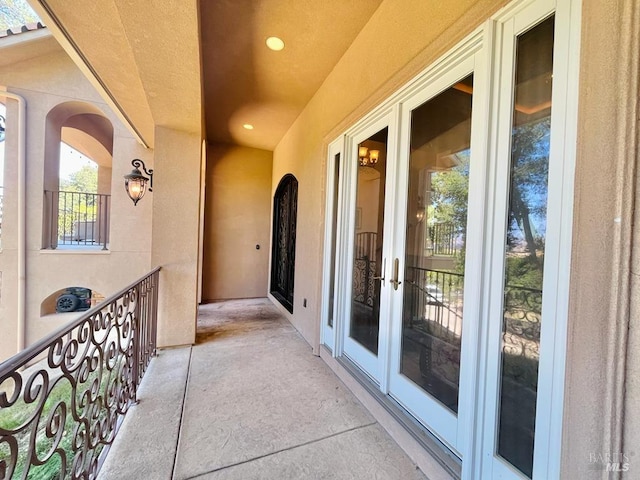 balcony with french doors