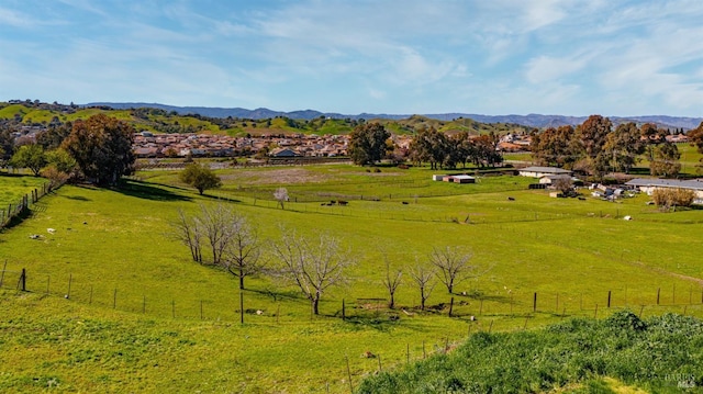 aerial view with a rural view and a mountain view