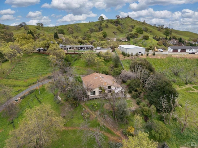 drone / aerial view with a mountain view