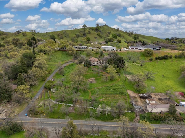 bird's eye view with a rural view and a mountain view