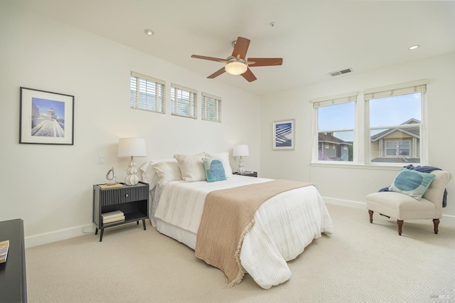 8 June Ct, Fairfax, CA 94930 - bedroom featuring baseboards, light carpet, a ceiling fan, and recessed lighting