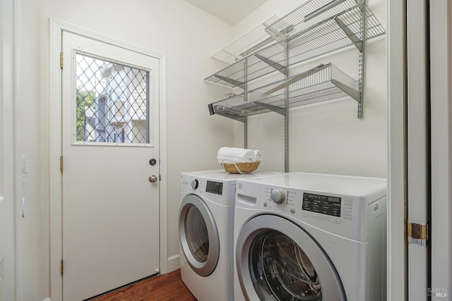8 June Ct, Fairfax, CA 94930 - washroom with separate washer and dryer and dark wood-style floors