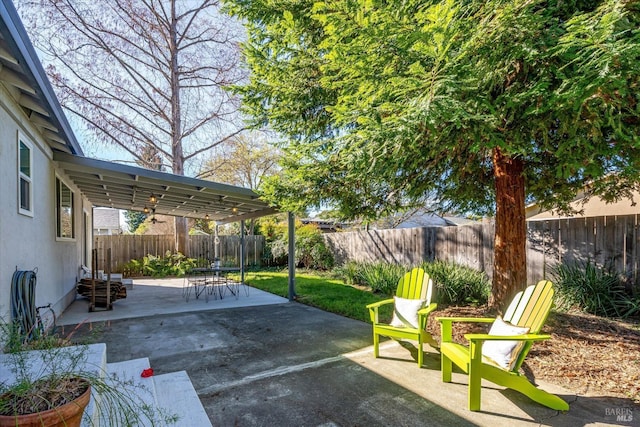 view of patio with a fenced backyard