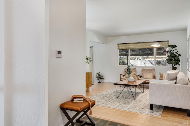 living area with wood finished floors