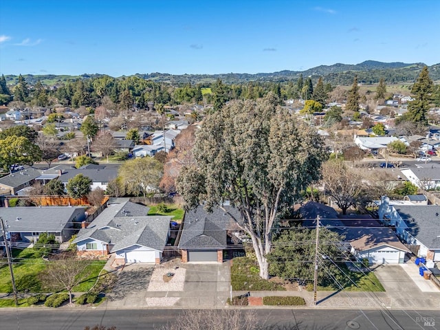 aerial view with a residential view and a mountain view