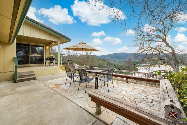 1011 Steele Canyon Rd, Napa, CA 94558 - view of patio / terrace with outdoor dining space and a mountain view