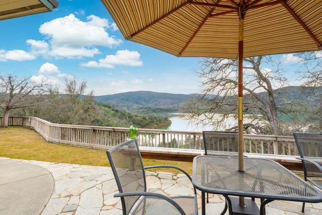1011 Steele Canyon Rd, Napa, CA 94558 - view of patio featuring outdoor dining area and a water and mountain view
