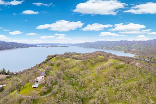 1011 Steele Canyon Rd, Napa, CA 94558 - drone / aerial view of a water and mountain view and a heavily wooded area