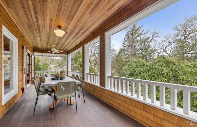 sunroom / solarium featuring wooden ceiling and a wealth of natural light