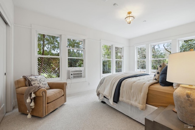 carpeted bedroom with cooling unit