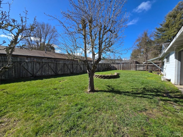 view of yard with a fenced backyard