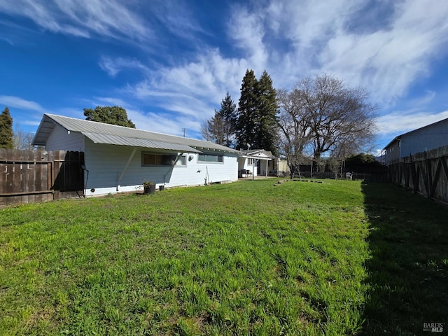 view of yard with a fenced backyard