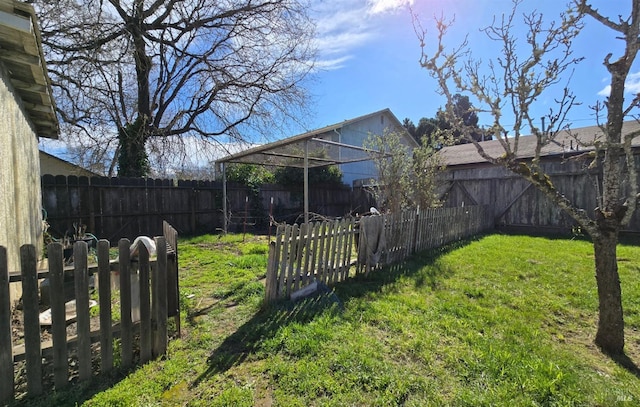 view of yard featuring a fenced backyard