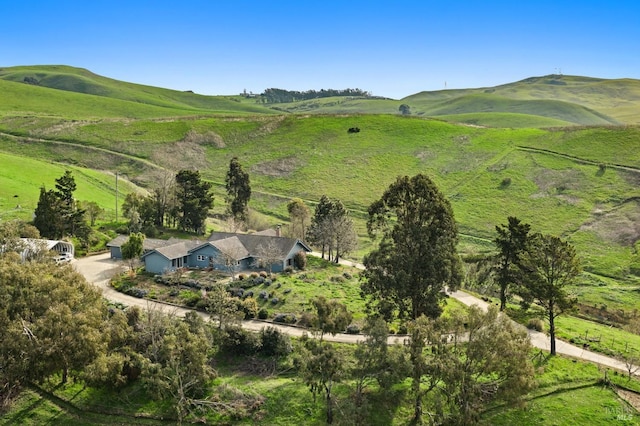 birds eye view of property featuring a rural view