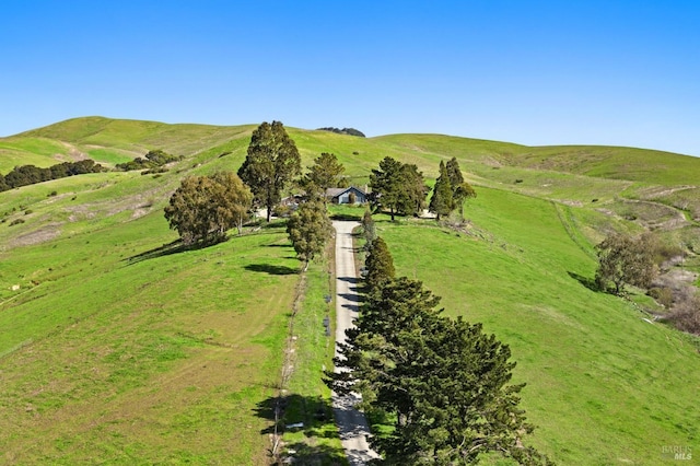 aerial view featuring a rural view