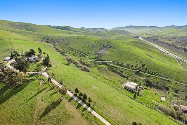 birds eye view of property with a rural view and a mountain view