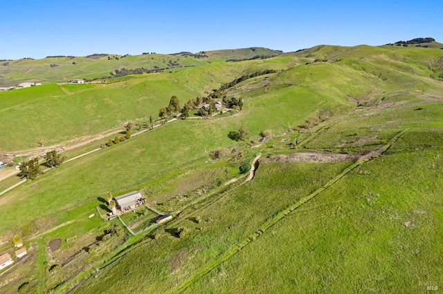 birds eye view of property featuring a rural view