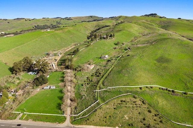 aerial view with a rural view and a mountain view