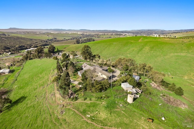 aerial view with a rural view and a mountain view