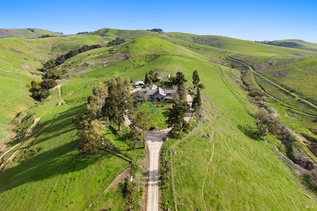 birds eye view of property featuring a mountain view