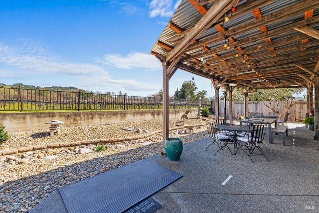 view of patio featuring outdoor dining area and a fenced backyard