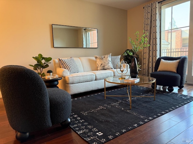 living area with wood finished floors