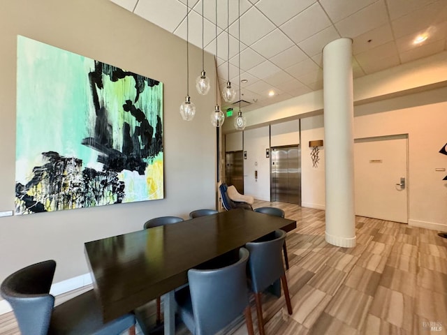 reception area with ornate columns