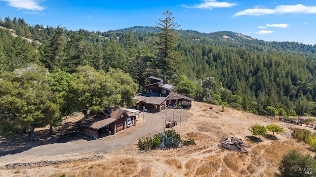 drone / aerial view with a forest view