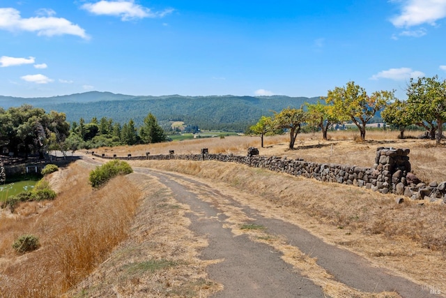 mountain view with a rural view