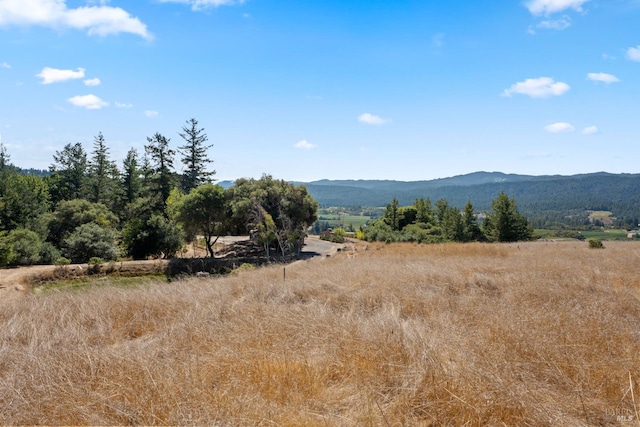 view of mountain feature with a rural view