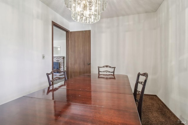 dining room with a notable chandelier