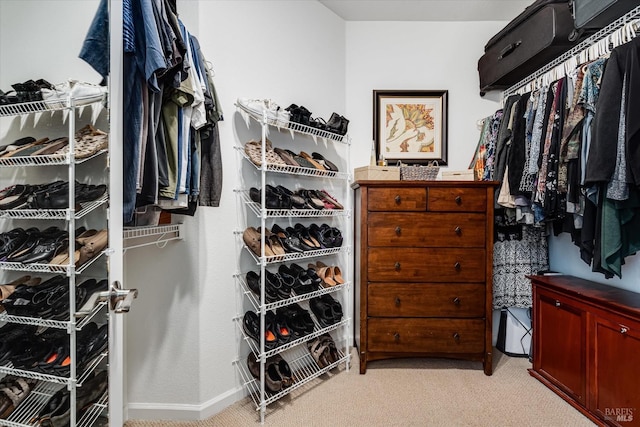 walk in closet featuring carpet