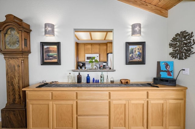 bar with white appliances and a dry bar