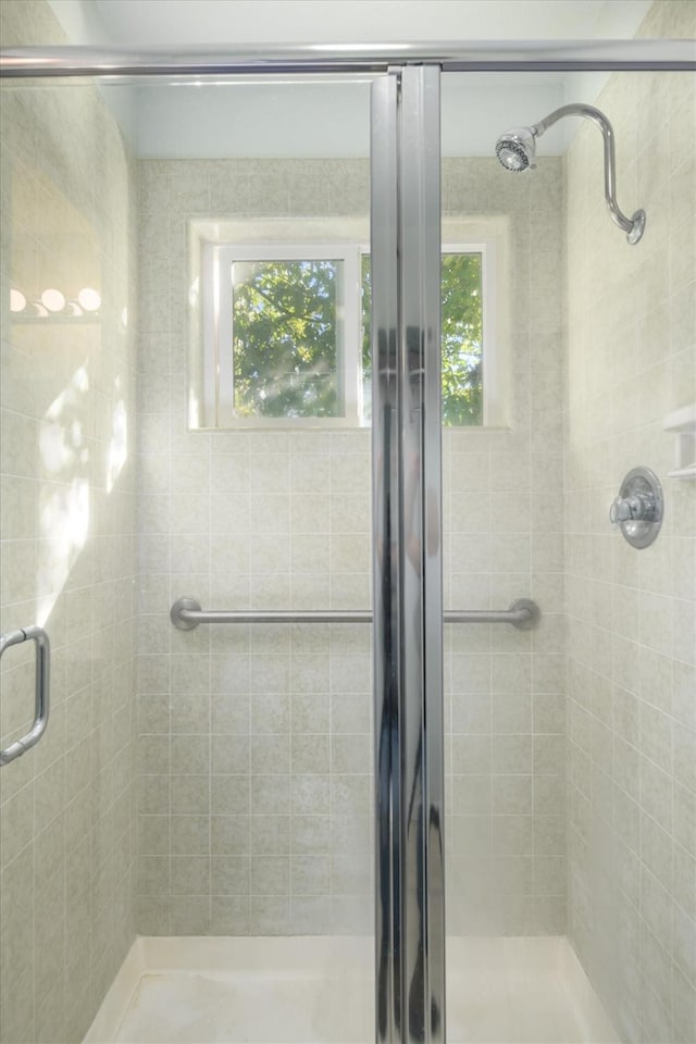 bathroom with a shower stall