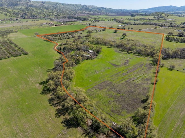 aerial view with a rural view and a mountain view