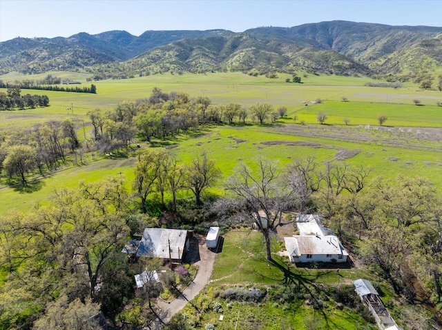 drone / aerial view with a rural view and a mountain view