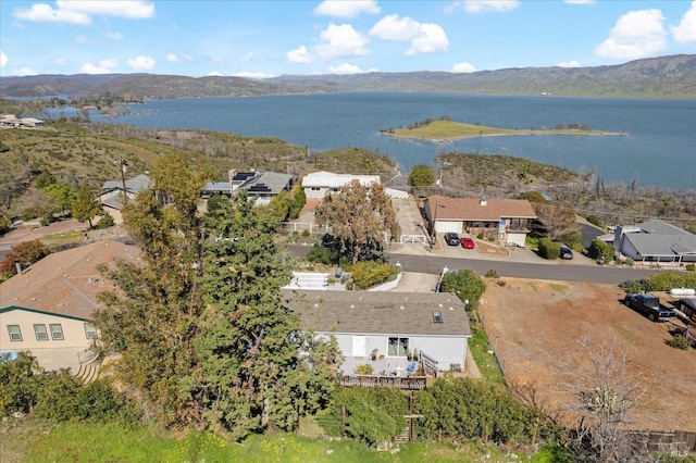 aerial view with a residential view and a water and mountain view