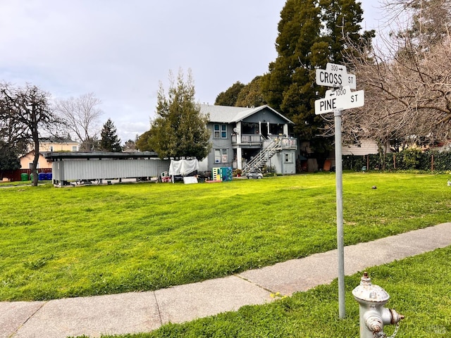 view of yard with stairway