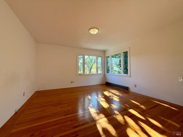 spare room featuring wood finished floors