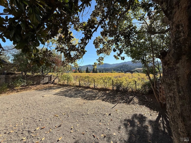 view of yard with a rural view and fence