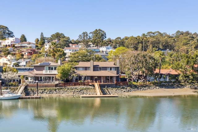 view of water feature with a residential view