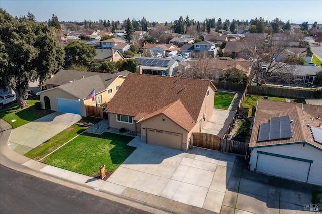 aerial view with a residential view