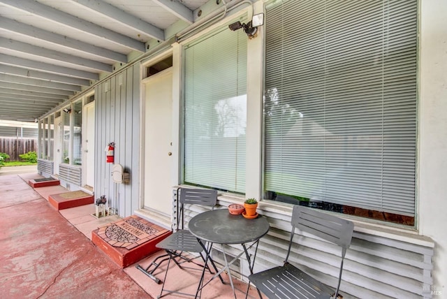 view of patio featuring a porch